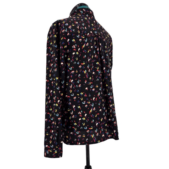 Cabi Ferris Blouse # 3423, Vivid Coloured Brushstroke Print Button Down, Large - Picture 7 of 16